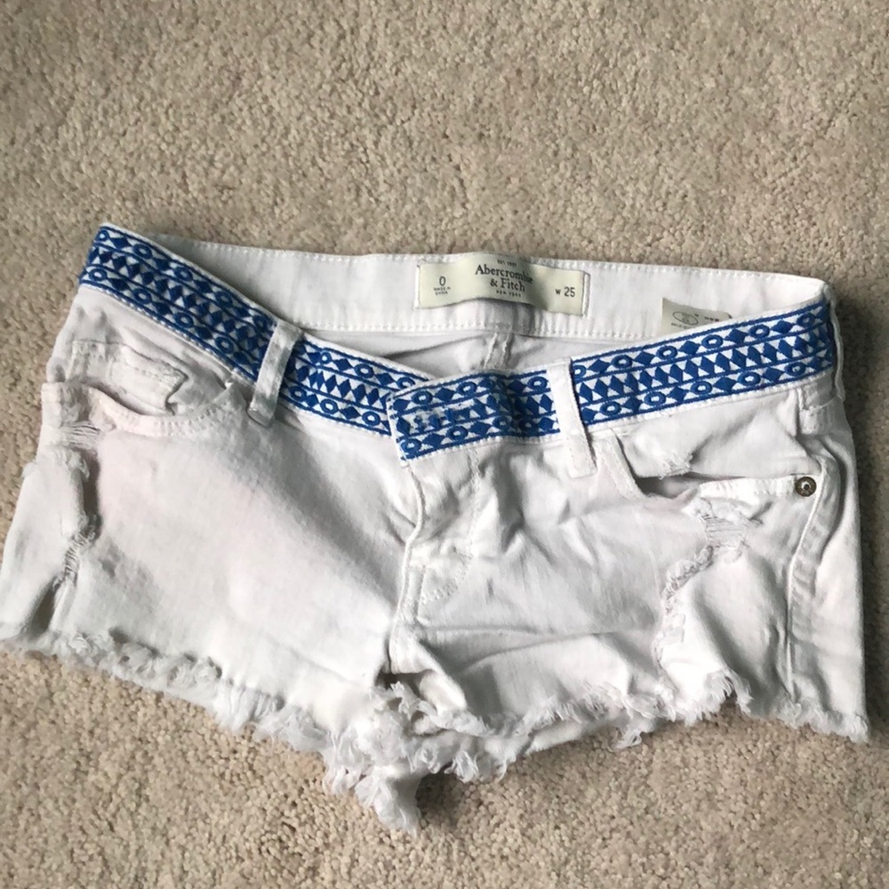 Abercrombie White Jean Shorts, Size 0